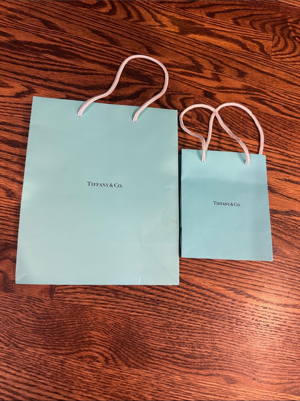 Set of 2 blue logo Tiffany bags.